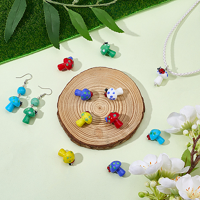 12Pcs 6 Colors Handmade Lampwork Beads LAMP-SC0001-86-1