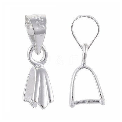 Silver Color Plated Brass Ice Pick Pinch Bails X-KK-E143-S1-1