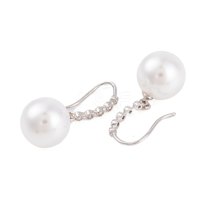 Rack Plating Brass Cubic Zirconia ABS Pearl Earring Hooks EJEW-S219-16P-03-1