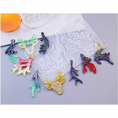 DIY Christmas Silhouette Silicone Pendant Molds DIY-F140-02B-1