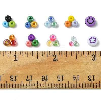 DIY Flat Round & Round Acrylic & Glass Seed Beads Jewelry Making Findings Kits DIY-FS0006-45-1