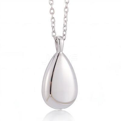 Teardrop 201 Stainless Steel Memorial Urn Ashes Pendant Necklaces DIY-CN0003-40P-1