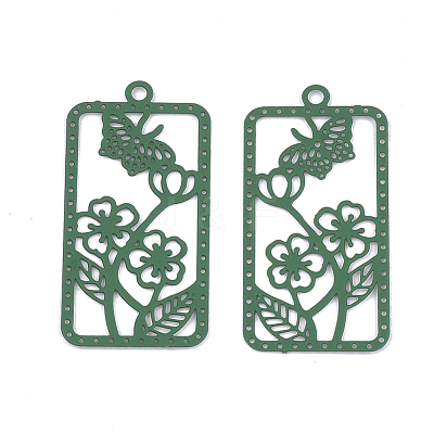 430 Stainless Steel Filigree Pendants STAS-S108-20B-1