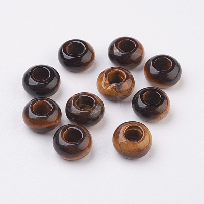 Natural Tiger Eye European Beads X-G-G740-14x8mm-10-1