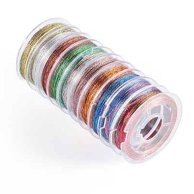 10 Rolls 10 Colors 3-Ply Round Metallic Cord Sets MCOR-TAC001-02-1