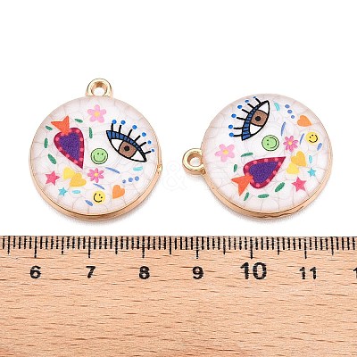 Printed Rack Plating Alloy Enamel Pendants ENAM-T020-02B-1