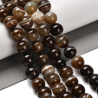 Dyed Natural Banded Agate Beads Strands G-G175-A08-01-1