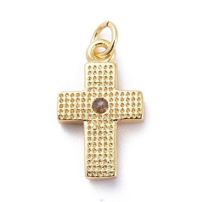 Cubic Zirconia Tiny Cross Charms KK-G363-03G-05-1