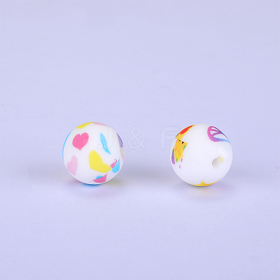 Printed Round Silicone Focal Beads SI-JX0056A-94-1