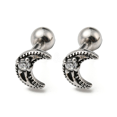 304 Stainless Steel with Rhinestone Stud Earrings EJEW-Z034-19AS-1