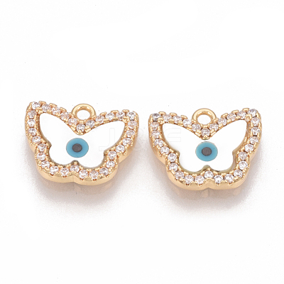 Brass Micro Pave Cubic Zirconia Charms KK-T025-23G-1