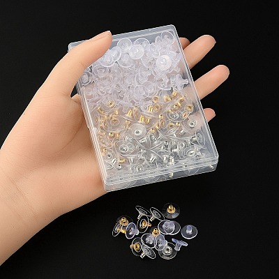 200Pcs 3 Style Brass & Plastic Ear Nuts KK-YW0001-65-1