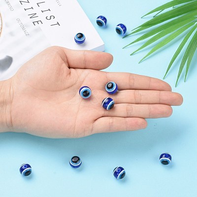 Round Evil Eye Resin Beads X-RESI-R159-12mm-08-1