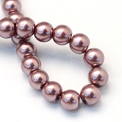 Baking Paint Pearlized Glass Pearl Round Bead Strands HY-Q330-8mm-58-1