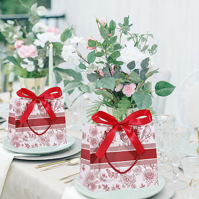 Floral Printed Paper Gift Tote Bags ABAG-WH0044-82D-1