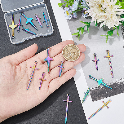 16Pcs 4 Style Stainless Steel Pendants STAS-AR0001-78-1