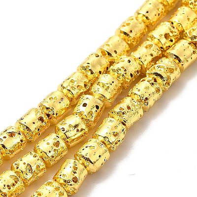 Electroplated Natural Lava Rock Beads Strands G-G984-04G-1