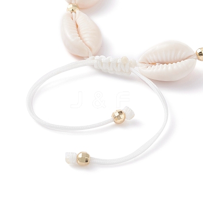 Natural Cowrie Shell Braided Bead Bracelet for Women BJEW-TA00044-01-1