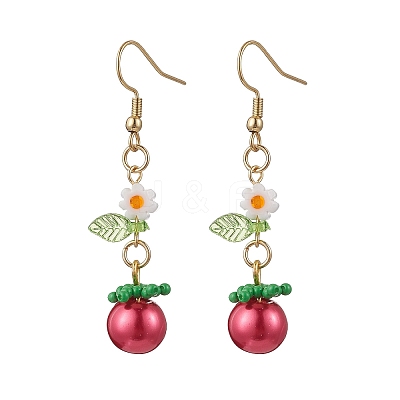 304 Stainless Steel Tomato Dangle Earrings EJEW-MZ00464-01-1