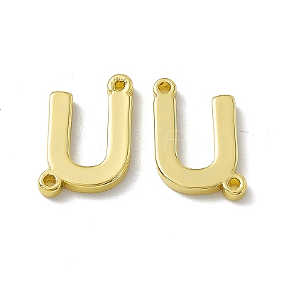 Rack Plating Brass Letter Connector Charms KK-C007-38G-U-1