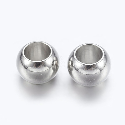 Platinum Brass European Beads X-KK-E359-7mm-P-1