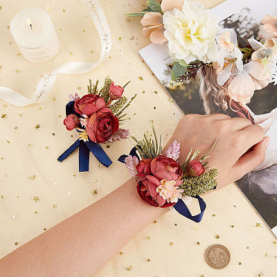 1Pc Silk Cloth Wrist Corsage AJEW-CP0001-71-1