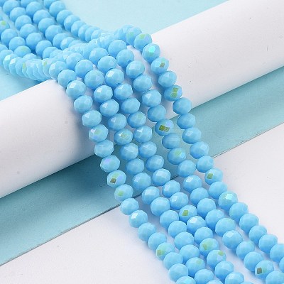 Electroplate Opaque Solid Color Glass Beads Strands EGLA-A034-P8mm-L11-1