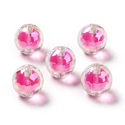 Two Tone UV Plating Rainbow Iridescent Acrylic Beads TACR-D010-03B-03-1