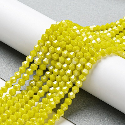 Opaque Solid Color Electroplate Glass Beads Strands GLAA-F029-P4mm-C05-1