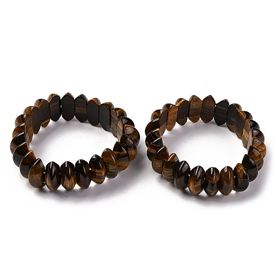 Bicone Natural Tiger Eye Beads Stretch Bracelets for Women Men BJEW-C097-05L-1