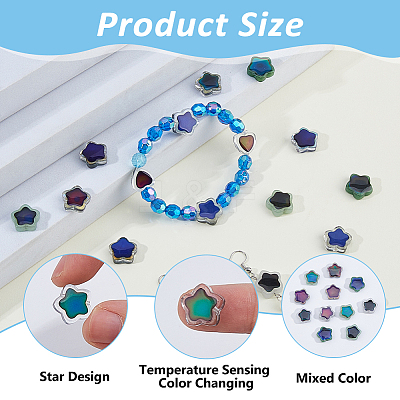 60Pcs 5 Colors Two Tone Glass Beads GLAA-HS0001-17-1