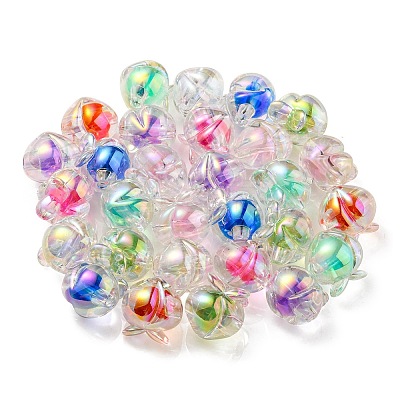 UV Plating Rainbow Iridescent Acrylic Beads OACR-F004-02-1