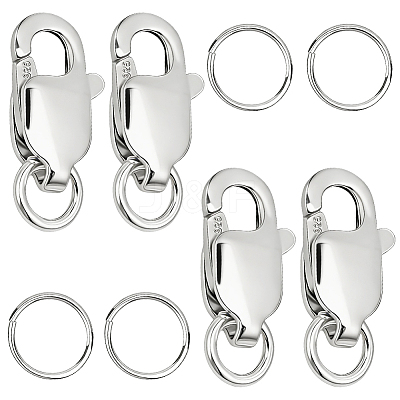 4Pcs 925 Sterling Silver Lobster Claw Clasps STER-BBC0009-40C-1