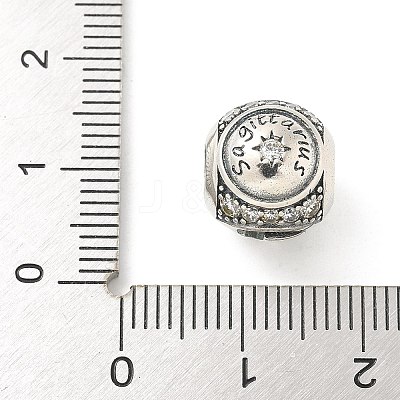 Brass Clear Cubic Zirconia European Beads LS-FIND-M049-01AS-02-1
