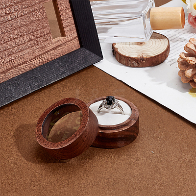 1-Slot Round Wood Ring Storage Boxes CON-HY0001-05A-1