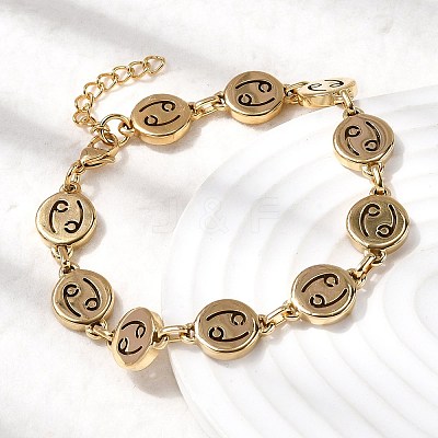 12 Constellations 304 Stainless Steel Link Chain Bracelets BJEW-I239-01G-05-1