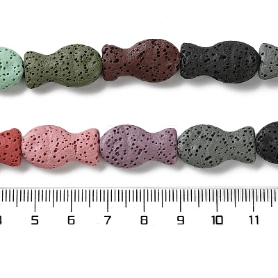 Fish Dyed Natural Lava Rock Beads Strands G-O126-01A-14-1