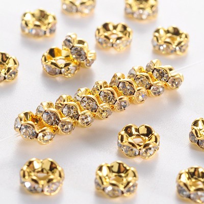 Brass Grade A Rhinestone Spacer Beads RSB028NF-01G-1