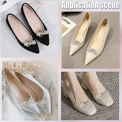 2Pcs Bowknot Alloy Rhinestone Shoe Decorations FIND-CP0002-28B-1