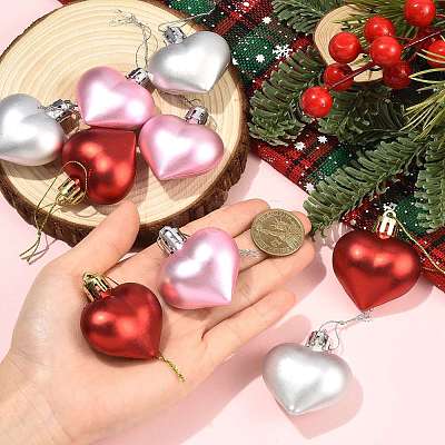 10Pcs 3 Styles Plastic Heart Pendant Decorations AJEW-FS0001-48-1