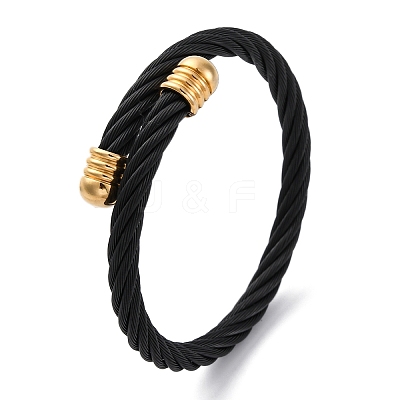 304 Stainless Steel Torque Bangles for Women Men BJEW-G584-18G-01-1