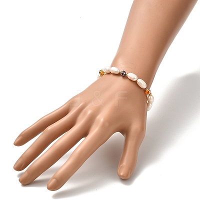 Natural Pearl Beaded Bracelets for Mom Women Girl BJEW-TA00010-1