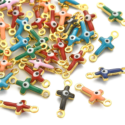 50Pcs Brass Enamel Connector Charms KK-CJ0001-82-1