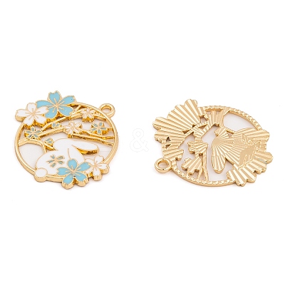 Rack Plating Alloy Enamel Pendants FIND-A040-05B-02G-1