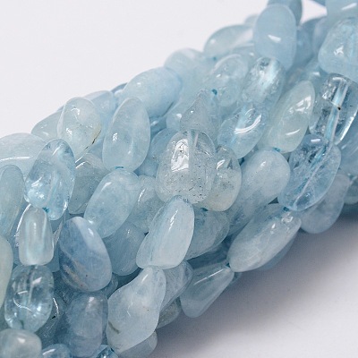 Natural Aquamarine Nuggets Bead Strands G-M298-20-1