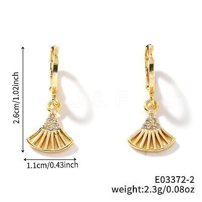 Fan-shaped Brass Rhinestone Hoop Earrings SE3801-2-1