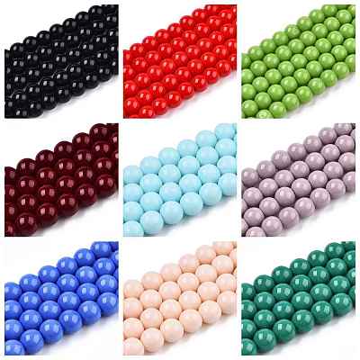 Opaque Solid Color Glass Beads Strands GLAA-T032-P10mm-M-1
