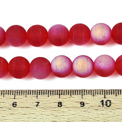 Frosted Transparent Glass Beads Strands GLAA-T032-T10mm-MBB09-1