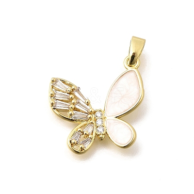 Brass Clear Cubic Zirconia Pendants KK-B187-01G-01B-1