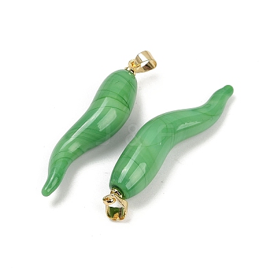 Handmade Lampwork with Brass Pendants KK-Q095-02A-02-1